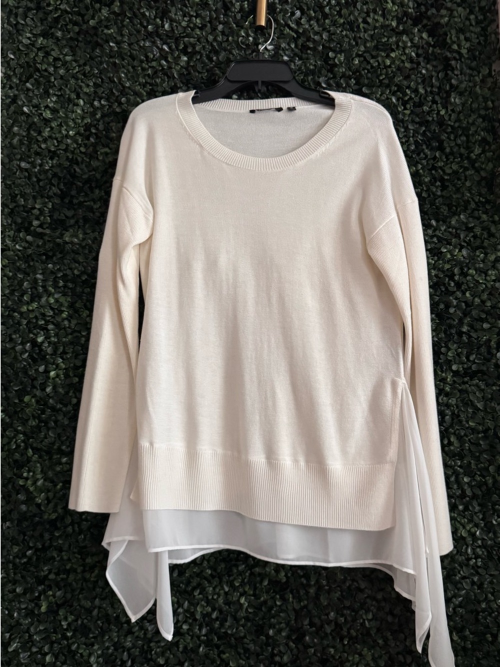 Peach’s Cream Layered Knit Top with Sheer Hem